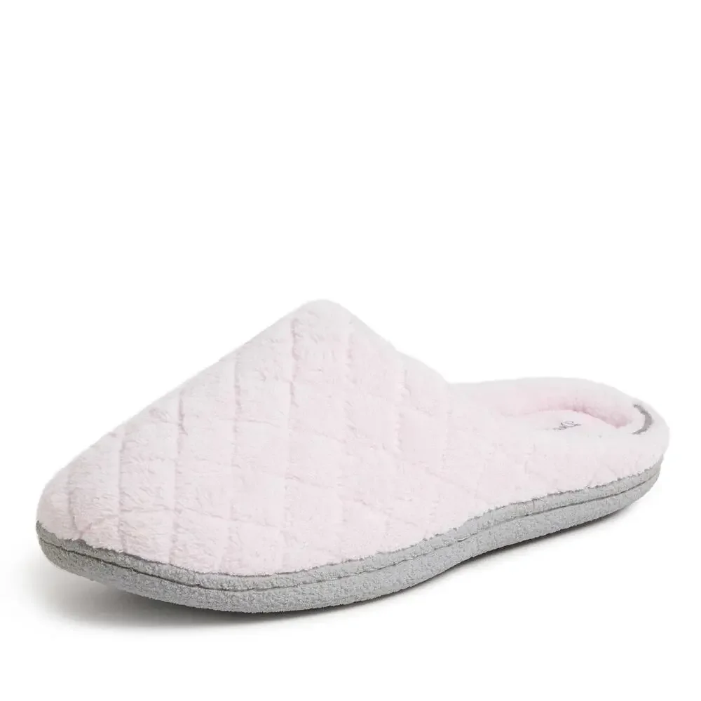 DEARFOAMS WOMENS LESLIE WASHABLE MEMORY FOAM TERRY CLOG, FRESH PINK, 7-8 US